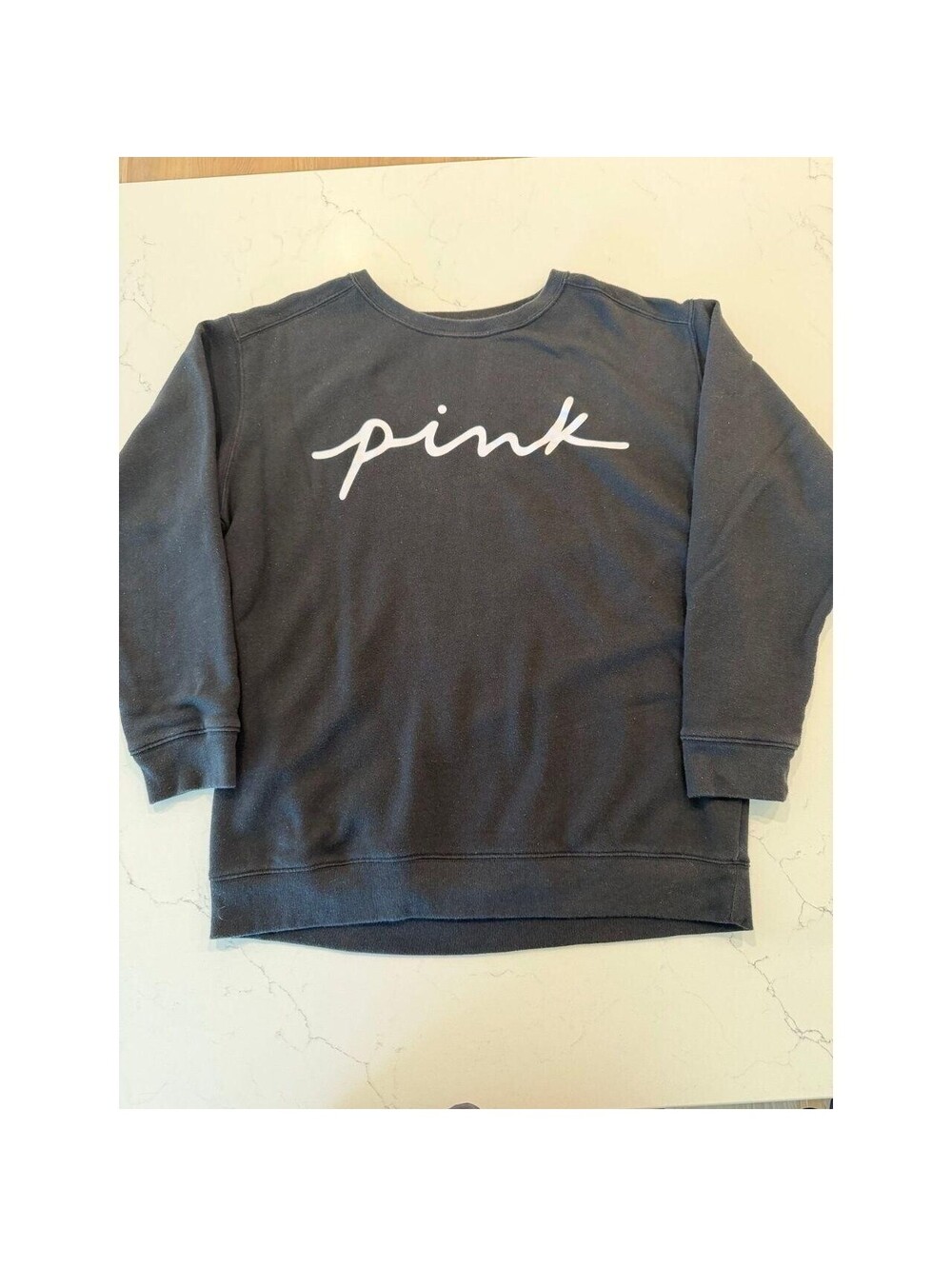 Victoria's Secret PINK Women's Grey and Black Sweatshirt